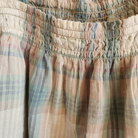 American Eagle Plaid Cropped Baby Doll Tank Top XL Cottage Core - Picture 4 of 7